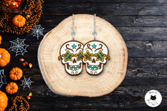 Trendy Skull Halloween Earrings Laser Cut SVG Product Image 3