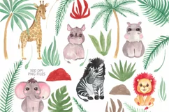 Watercolor Safari Baby Animals Clipart Product Image 2