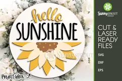 Hello Sunshine Sunflower Sign - SVG Laser Cut Files Product Image 2
