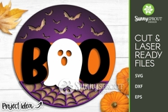Boo Ghost, Bats, Spiderweb Sign - Halloween Laser Cut File Product Image 1