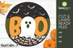Boo Ghost, Bats, Spiderweb Sign - Halloween Laser Cut File Product Image 2