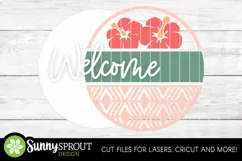 Welcome Hibiscus Flower Sign - SVG Laser Cut Files Product Image 3