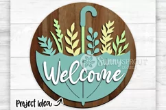 Welcome Floral Umbrella Sign - SVG Laser Cut Files Product Image 1