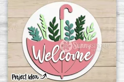 Welcome Floral Umbrella Sign - SVG Laser Cut Files Product Image 2