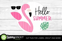 Hello Summer Flamingo Sunglasses Sign - SVG Laser Cut Files Product Image 3