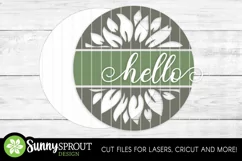 Hello Round Sunflower Cutout Sign - SVG Laser Cut Files Product Image 3
