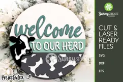 Welcome to Our Herd Cow Sign - SVG Laser Cut File Product Image 1