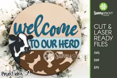 Welcome to Our Herd Cow Sign - SVG Laser Cut File Product Image 2