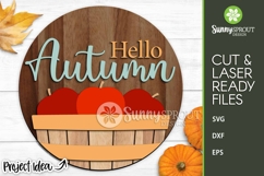 Hello Autumn Apple Sign - SVG Laser Cut Files Product Image 1