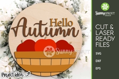 Hello Autumn Apple Sign - SVG Laser Cut Files Product Image 2