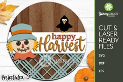 Happy Harvest Scarecrow Sign - SVG Laser Cut Files Product Image 1