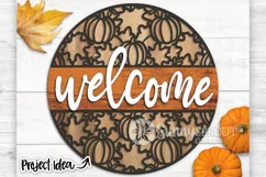 Fall Welcome Door Sign - Autumn SVG Laser Cut File Product Image 1