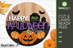 Happy Halloween Graveyard Pumpkin Sign - SVG Laser Cut Files Product Image 1