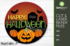 Happy Halloween Graveyard Pumpkin Sign - SVG Laser Cut Files Product Image 2