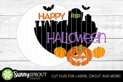 Happy Halloween Graveyard Pumpkin Sign - SVG Laser Cut Files Product Image 3
