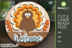 Welcome Fall Thanksgiving Turkey Sign - SVG Laser Cut Files Product Image 1