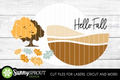 Hello Fall Oak Tree Leaf Sign - SVG Laser Cut Files Product Image 3