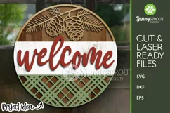 Welcome Pine Cone & Plaid Sign - SVG Laser Cut File Product Image 2
