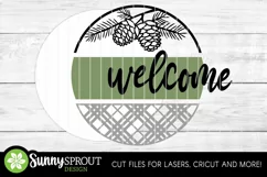 Welcome Pine Cone & Plaid Sign - SVG Laser Cut File Product Image 3