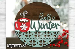 Hello Winter Hot Cocoa Door Sign - SVG Laser Cut Files Product Image 2