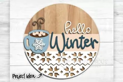 Hello Winter Hot Cocoa Door Sign - SVG Laser Cut Files Product Image 1