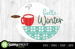 Hello Winter Hot Cocoa Door Sign - SVG Laser Cut Files Product Image 3
