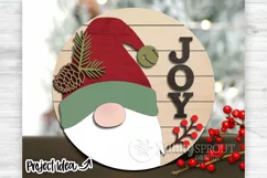 Joy Santa Gnome Door Sign - SVG Laser Cut Files Product Image 1