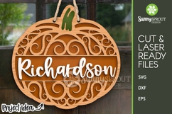 Pumpkin Family Name Sign - Fall SVG Laser Cut Files Product Image 1