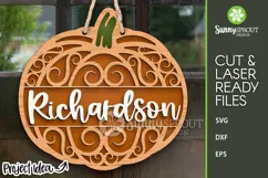 Pumpkin Family Name Sign - Fall SVG Laser Cut Files Product Image 1
