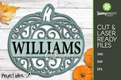 Pumpkin Family Name Sign - Fall SVG Laser Cut Files Product Image 2