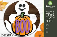 Boo Ghost and Pumpkin Sign - Halloween SVG Laser Cut Files Product Image 2
