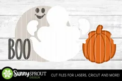 Boo Ghost and Pumpkin Sign - Halloween SVG Laser Cut Files Product Image 3