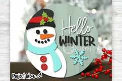 Hello Winter Snowman Door Sign - SVG Laser Cut Files Product Image 2