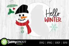 Hello Winter Snowman Door Sign - SVG Laser Cut Files Product Image 3