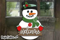 Welcome Snowman Door Sign - SVG Laser Cut Files Product Image 1