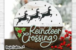 Reindeer Crossing Door Sign - Christmas SVG Laser Cut File Product Image 1