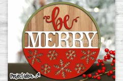 Be Merry Snowflake Christmas Door Sign - SVG Laser Cut Files Product Image 1