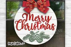 Merry Christmas Pine Cone Shiplap Sign - SVG Laser Cut Files Product Image 1