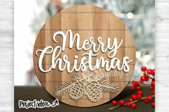 Merry Christmas Pine Cone Shiplap Sign - SVG Laser Cut Files Product Image 2