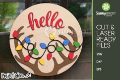 Hello Reindeer String Lights Sign - SVG Laser Cut Files Product Image 2