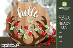 Hello Reindeer String Lights Sign - SVG Laser Cut Files Product Image 1