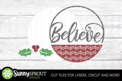 Believe Christmas Holly Sign - SVG Laser Cut Files Product Image 3