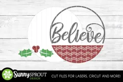 Believe Christmas Holly Sign - SVG Laser Cut Files Product Image 3