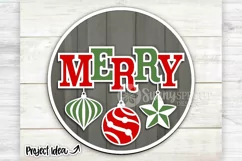 Merry Christmas Ornament Shiplap Sign - SVG Laser Cut Files Product Image 1