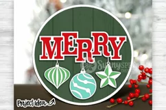 Merry Christmas Ornament Shiplap Sign - SVG Laser Cut Files Product Image 2