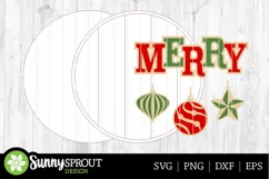 Merry Christmas Ornament Shiplap Sign - SVG Laser Cut Files Product Image 3