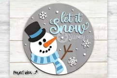 Let It Snow Snowman Door Sign - SVG Laser Cut Files Product Image 2