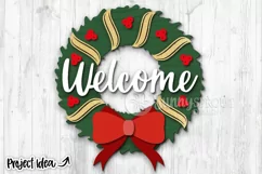 Welcome Christmas Wreath Sign - SVG Laser Cut Files Product Image 1