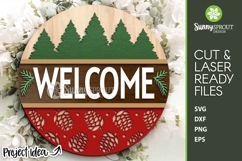 Welcome Pine Cone Pine Trees Sign - SVG Laser Cut File Product Image 1