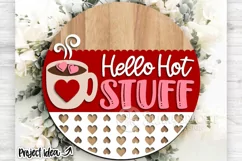 Hello Hot Stuff Cocoa Heart Sign - SVG Laser Cut Files Product Image 1